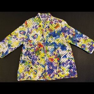 Caroline Rose Muted Floral Sheer JACKET Blazer XS